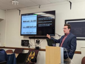 Matt Wersebe presenting his research during his Ph.D. defense (6 March 2023)